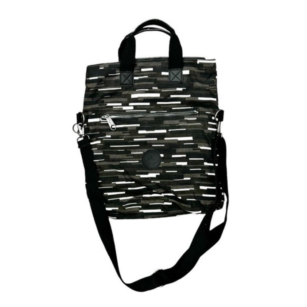 Kipling Frug M Print Shoulder Bag Brown Stripe